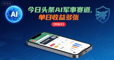 今日头条AI军事赛道，单日收益多张 ，手机可做【附指令】-缘艺创业网