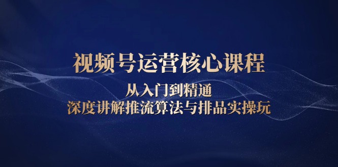 视频号运营核心课程，从入门到精通，深度讲解推流算法与排品实操玩-缘艺创业网