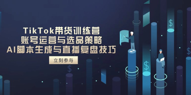 TikTok带货训练营，账号运营与选品策略，AI脚本生成与直播复盘技巧-缘艺创业网
