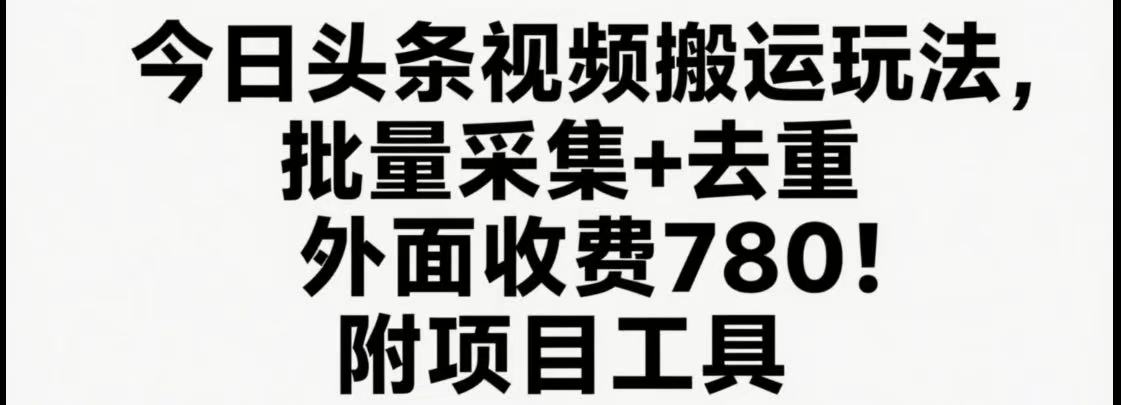 今日头条视频搬运玩法，软件一键去重，轻松日入500+附项目工具-缘艺创业网