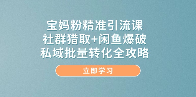 宝妈粉精准引流课，社群猎取+闲鱼爆破，私域批量转化全攻略-缘艺创业网