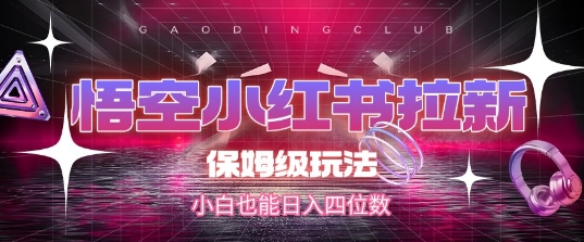 悟空小红书拉新，保姆级玩法，小白也能日入四位数-缘艺创业网