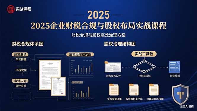 2025企业财税合规与股权布局的实战课程：财税合规与股权高效治理方案-缘艺创业网