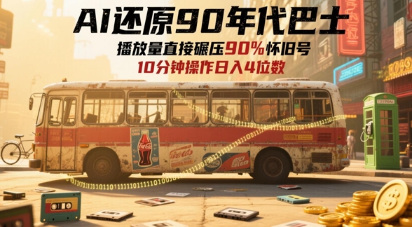 AI还原90年代巴士，一帧就让70后泪崩，播放量直接碾压90%怀旧号，每天操作十分钟，日入四位数-缘艺创业网