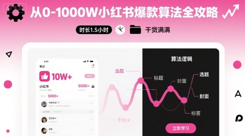 从0-1000W小红书爆款算法全攻略，时长1.5小时，干货满满-缘艺创业网