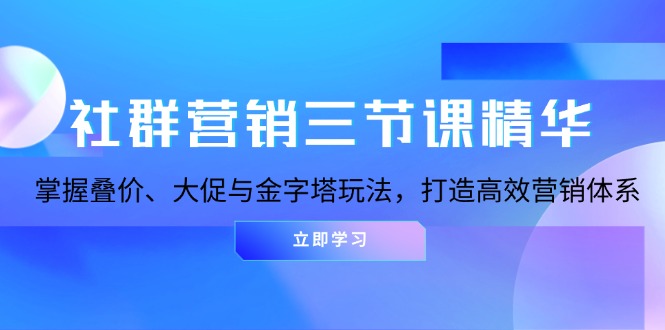 社群营销三节课精华：掌握迭价、大促与金字塔玩法，打造高效营销体系-缘艺创业网