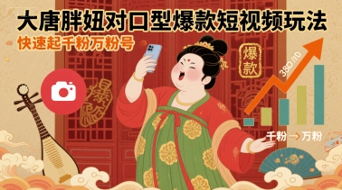 大唐胖妞对口型爆款短视频玩法，快速起千粉万粉号-缘艺创业网