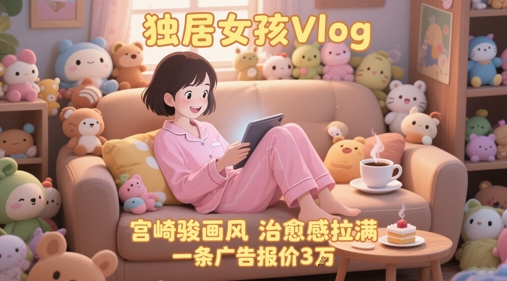 单个账号涨粉71W！用AI制作独居女孩Vlog，宫崎骏画风，治愈感拉满，一条广告报价3W-缘艺创业网