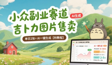 小众副业赛道 吉卜力图片售卖 单日2张+ AI一键生成【附教程】-缘艺创业网