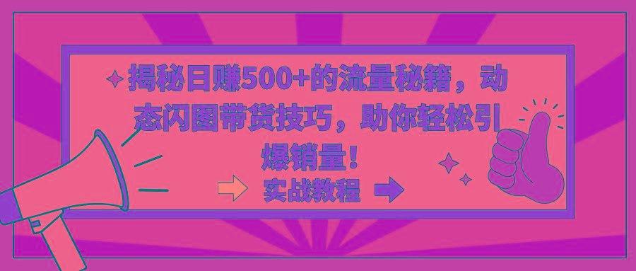 揭秘日赚500+的流量秘籍，动态闪图带货技巧，助你轻松引爆销量！-缘艺创业网