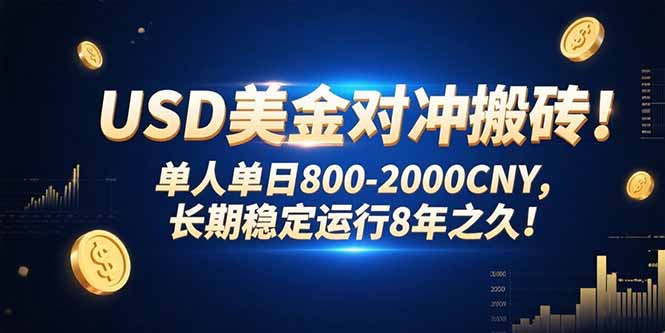 USD美金对冲搬砖!单人单日800-2000CNY，长期稳定运行8年之久!-缘艺创业网